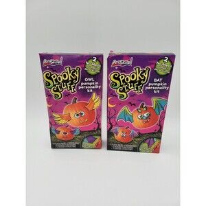 Set Of 2 Spooky Stuff No Mess Pumpkin Decorating Kits Bat & Owl